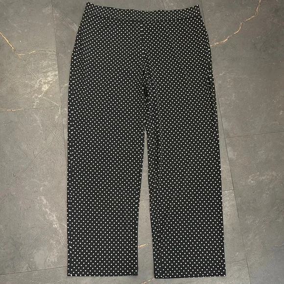 Susan Graver Black and White Polka Dot Wide Leg Pants - Picture 1 of 5